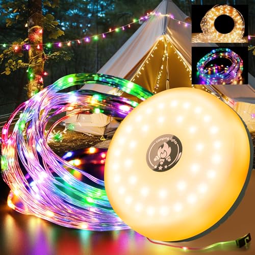 10 M Camping Lichterkette, Camping Lichterkette Aufrollbar, Tragbare Wiederaufladbare Led Lichterkette, üBer USB Wiederaufladbare Camping FüR Outdoor Campingzelt Terrassendekoration-Farbe von miudeco