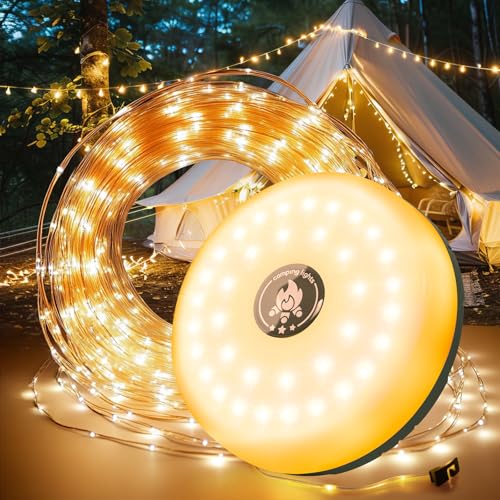 miudeco 10 M Camping Lichterkette, Camping Lichterkette Aufrollbar, Tragbare Wiederaufladbare Led Lichterkette, üBer USB Wiederaufladbare Camping FüR Outdoor Campingzelt Terrassendekoration von miudeco