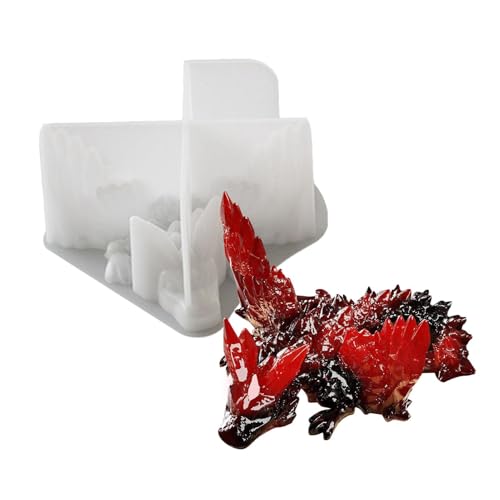 Dragon Resin Mold, Epoxidharz, Silikonform für Tier- und Handwerksdekoration, multifunktionale Form für Harzschmuck, Ornamente und kreative Projekte, handgefertigte Silikonform für Bastelarbeiten von mivceklw