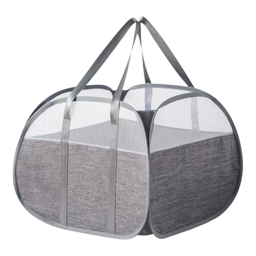 Faltbarer Wäschesack mit Handgriff, große Kapazität, leicht zu verstauen, Netzstoff-Hängematte, atmungsaktiv, für Laundry Hamper, 40,6 x 39,6 x 35,6 cm, für Zuhause, Laundry Room (mehrfarbig) von mivceklw