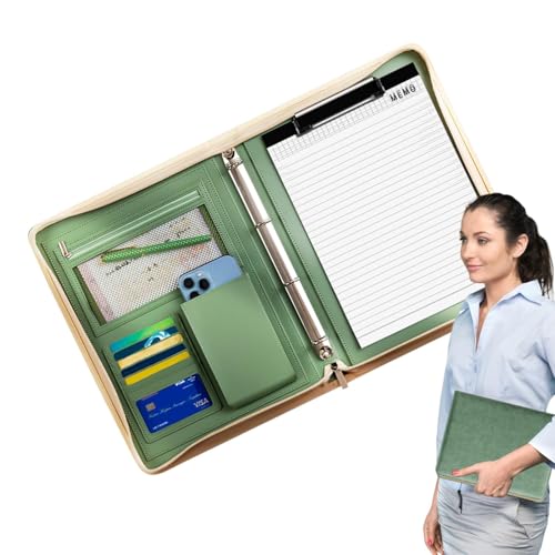 Leder-Padfolio für Herren, Business-Organizer, A4-Dokumentenmappe für Profis, Resume Binder Folder 26,5 x 34,5 cm für Interviews, Männer und Frauen, mehrfarbig, Present von mivceklw