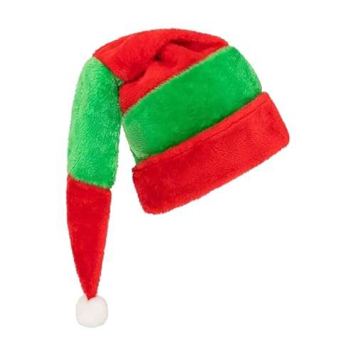 Plüsch-Weihnachtsmannmütze, Weihnachtsmannmütze, gestreifte Weihnachtsmannmütze, lange Weihnachtsmannmütze mit Bommel für Weihnachtskostüme, Neujahrsfeiern und Accessoires von mivceklw