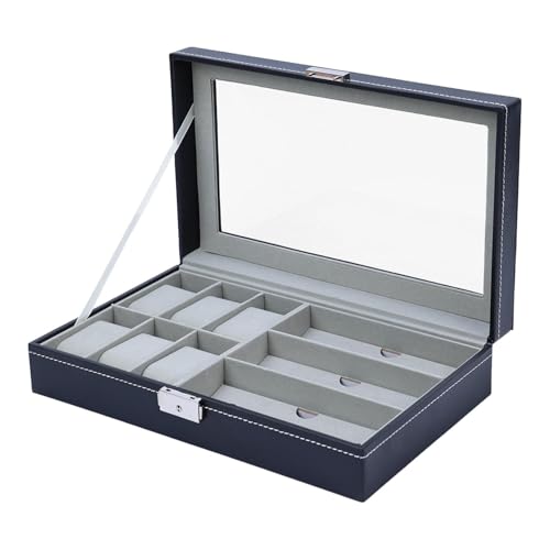 Schmuckschatulle für Herren, elegantes Design, Organizer für Brillen und Uhren, Präsentationsbox aus robustem PU-Leder, dekorative Aufbewahrungsbox für Sonnenbrille und Uhren, 33 cm von mivceklw