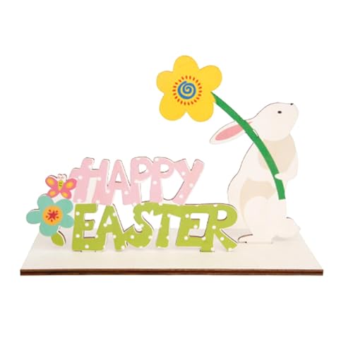 Wooden Easter Table Sign, Flower Bunny Decor, Easter Holiday Craft Art Centerpiece, Rabbit Collectible Tabletop Sign for Home Dining Table, Spring Holiday Decor for Easter Celebrations von mivceklw