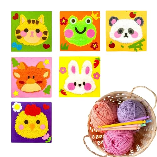 mivceklw Niedliches Design Punch Needle Set, Sturdy Embroidery Craft Kit, Tier Punch Needle Kit, Wolle Cartoon Tier Embroidery 20 x 20 cm für Stickerei Kunst, Indoor, Outdoor, mehrfarbig von mivceklw