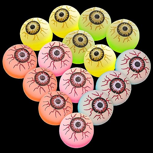 mizikuu 15 stücke Bouncy Augäpfel, Halloween Hüpfbälle Verschiedene Bunte Flummi Gruselige Augen Bälle Scary Eye bälle Partys Süßes oder Saures Goodie Bag Füllstoffe für Kinder Halloween Dekoration von mizikuu