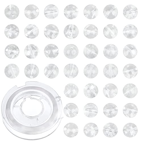 10 mm, 80 Stück natürliche, klare Quarzkristalle, Edelstein, runde lose Perlen für Schmuckherstellung, mit Kristall-Stretchschnur 10 mm, 80 Stück natürliche, klare Quarzkristalle, Edelstein, runde lose Perlen für Schmuckherstellung, mit Kristall-Stretchschnur von mkslksbhnxl