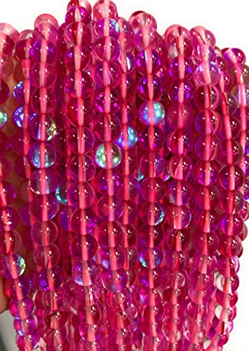 Aura-Kristall-Meerjungfrau-Glasperlen, 6 mm, 8 mm, 10 mm, 12 mm Strang, Fuchsia, 8 mm Aura-Kristall-Meerjungfrau-Glasperlen, 6 mm, 8 mm, 10 mm, 12 mm Strang, Fuchsia, 8 mm von mkslksbhnxl