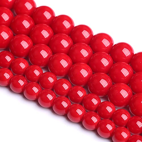 Rote Glasperlen, rund, für Schmuckherstellung, 38,1 cm, für Armbänder, Halsketten, 10 mm, 38 Stück Rote Glasperlen, rund, für Schmuckherstellung, 38,1 cm, für Armbänder, Halsketten, 10 mm, 38 Stück von mkslksbhnxl