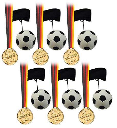 KSS Fußballset 8 X Returnball und 8 X Medaillen für Sportfest Ball an der Schnur, Kindergeburtstag, als Mitgebsel, Mitbringsel, Tombola, Verlosung von mn