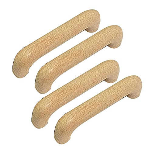 moaupr 4 Stück Möbelgriffe Buche Holz Bügelgriff Massivholz Holz Schrank Knöpfe Schubladengriffe Ziehen Knäufe Türgriff für Schuhkasten,Kommoden,Kleiderschrank Türklinken,Kabinett Hole Distance 96mm von moaupr