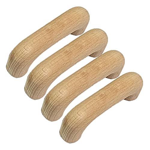 moaupr 4 Stück Möbelgriffe Buche Holz Bügelgriff Massivholz Holz Schrank Knöpfe Schubladengriffe Ziehen Knäufe Türgriff für Schuhkasten,Kommoden,Kleiderschrank Türklinken,Kabinett Hole Distance 64mm von moaupr