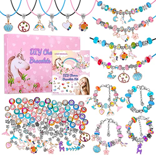 modacraft 122 Stück Schmuckbastelsets Charm Armband Bastelset Geschenke für Mädchen DIY Schmuck Making Kit Spielzeuge für Kinder Erwachsene Schmuckherstellungsset Perle Schlangenkette von modacraft