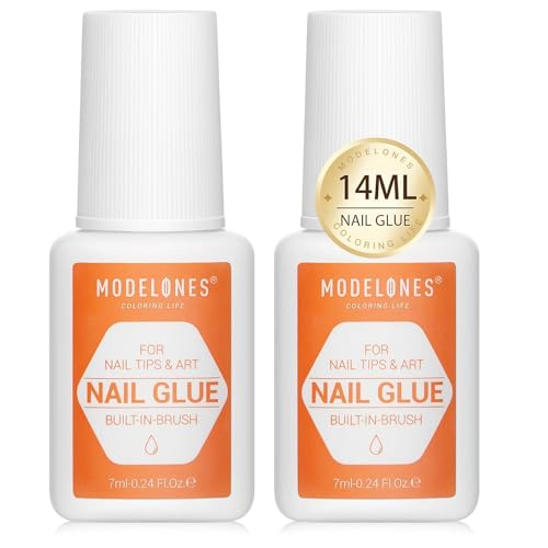 modelones Nagelkleber mit Pinsel, Nagelkleber für Kunstnägel Extra Stark 2PCS, Nails Tips Schnelltrocknend Professionelle, Nail Glue Perfekt für Press On Nails Und Acrylnägel Nagel Kleber, Naturnägel von modelones