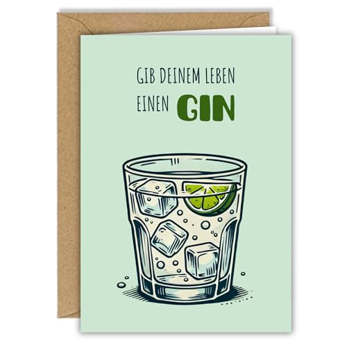 Karte Gin zu verschiedenen Anlässen - Geburtstagskarte, Glückwunschkarte - mit Umschlag - DIN A6 Klappkarte - Gib deinem Leben einen Gin von møij