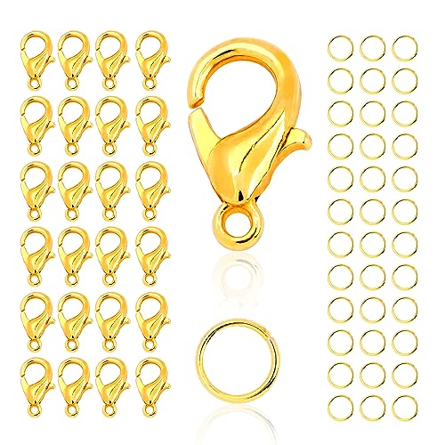 Verschlüsse für Armbänder,moinkerin 100 Stücke Armband Verschluss（Gold） mit 200 Biegeringe,Kettenverschluss Armband Verschlüsse für Schmuckherstellung von moinkerin
