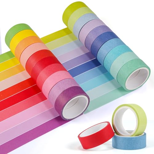 moinkerin 20 Stücke Washi Tape Masking Tape Klebeband Bunt Washi Tape Set für Kunsthandwerk, Beschriftung, Scrapbooking-Zubehör, Geschenke von moinkerin