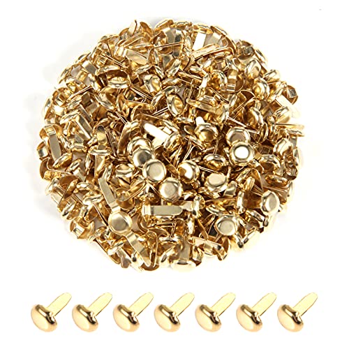 moinkerin 200 Stücke Mini Runde Brads, Musterklammern Metall Gold Brads 8 x 14mm Verwendet für Scrapbooking Papier Briefklammern Basteln Handwerk DIY Kunsthandwerk von moinkerin