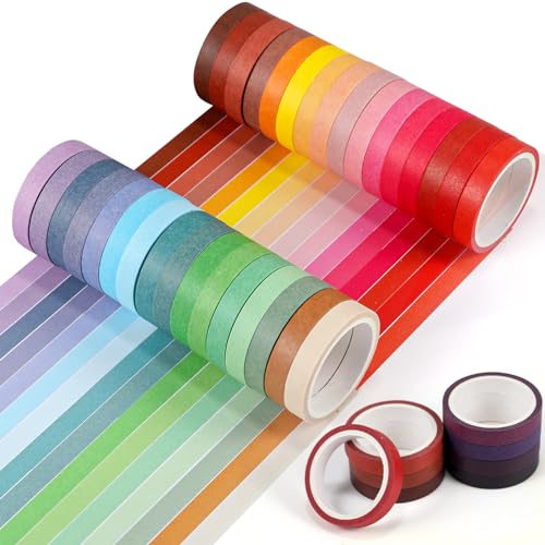 moinkerin 40 Stücke Washi Tape Masking Tape Klebeband Bunt Washi Tape Set für Kunsthandwerk, Beschriftung, Scrapbooking-Zubehör, Geschenke von moinkerin