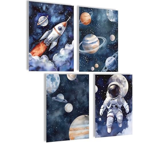 mojoliving Bilder Kinderzimmer jungen Baby Zimmer Poster Set Bilder Kinderzimmer mädchen Babyzimmer Deko Kinderzimmer Bilder für Kinderzimmer Baby Zimmer Dekoration Bild Kinderzimmer (Astronaut) von mojoliving