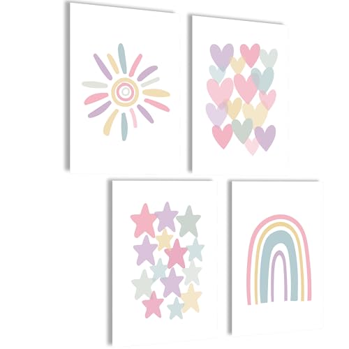 mojoliving Bilder Kinderzimmer jungen Baby Zimmer Poster Set Bilder Kinderzimmer mädchen Babyzimmer Deko Kinderzimmer Bilder für Kinderzimmer Baby Zimmer Dekoration Bild Kinderzimmer (Pastel) von mojoliving