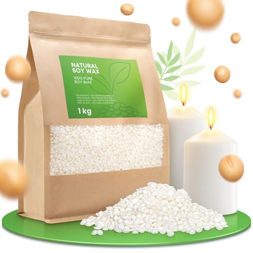 molinoRC 1kg Sojawachs für Kerzen [100% pflanzlich] - Reines Premium Soja Wachs für Kerzen mit langer Brenndauer - Creme weißes Soja Kerzenwachs zum Gießen - Soy Wax for Candle Making von molinoRC