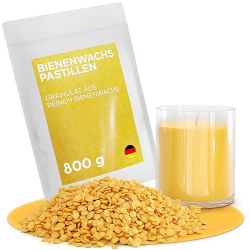 molinoRC 800g Bienenwachs Pastillen [100% Natur] Bienenwachs für Kosmetik - Beeswax Wachspastillen - Kerzen - Bienenwachs Lederpflege Möbelpflege - Herstellung Bienenwachstücher von molinoRC