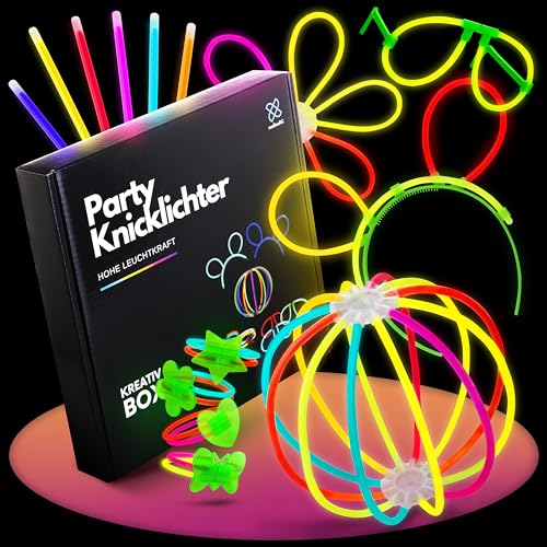 molinoRC GROßES Knicklichter Party Set - 6 TOLLE Farben - Knicklichter Kinder - für Armringe, Figuren, Brillen, Bälle, Ohrringe - Mitgebsel - Glow Sticks - Disco Deko - Festival von molinoRC