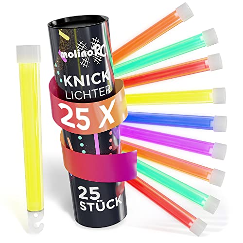 molinoRC Knicklichter - 25x SUPER HELLE Knicklichter - Power Leuchtstab in 6 Farben für Party, Festival, Camping oder Geburtstag - Knicklichter Militär - Glow Sticks - Knicklichter Groß XXL von molinoRC