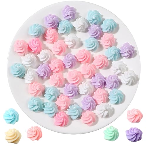 100 Stück Mini-Plätzchen-Anhänger mit flacher Rückseite, Kunstharzimitat, Creme-Imitation für DIY, Scrapbooking, Verzierung, Handyschale, Haarspange, Basteln, Schmuckherstellung, 15 mm, zufällige von mollensiuer