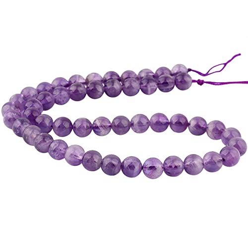 mookaitedecor Natürliche Kristall Stein Perlen 8mm kleines Loch, runde lose Perlen Steine für Schmuck machen Heilung DIY Handwerk, Amethyst von mookaitedecor