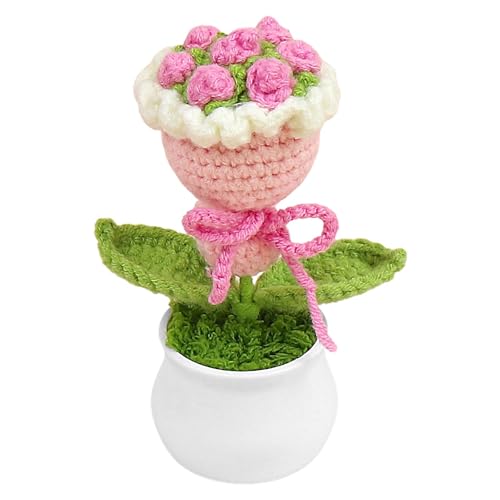 moonyan Häkelblume,Gehäkelte Blumen - Handgefertigter gehäkelter Blumenstrauß - Bunte gestrickte Häkelpflanze, süßes Home-Office-Schreibtisch-Geschenk für Mama, von moonyan