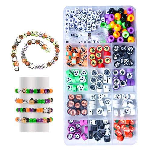 moonyan Halloween-Perlen für die Schmuckherstellung, Halloween-Perlen-Set, Armbandherstellung aus Perlen, Buchstabenperlen für Armbänder, Halloween-Bastelarbeiten, Schmuckherstellungszubehör von moonyan