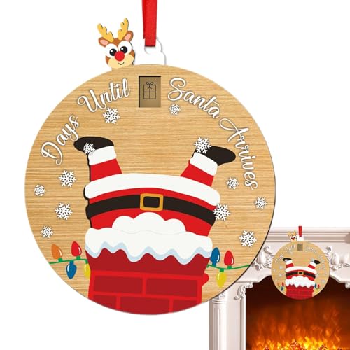 moonyan Weihnachtsbaum-Countdown-Schiebeornament, Weihnachtsbaum-Anhänger aus Holz - Countdown-Kalender mit verschiebbarem Ornament - Countdown-Schiebedekorationen in leuchtenden Farben für Schrank, von moonyan