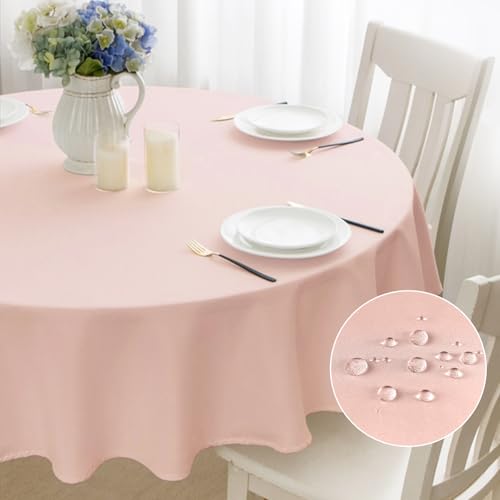 mosayt Runde Tischdecke Rosa Abwaschbar 140 cm Durchmesser Wasserabweisend Tischdecken Outdoor Tischtuch Klein Tischwäsche Table Cloth für Weihnachten Garten Party Geburtstag Silvester Hochzeit von mosayt