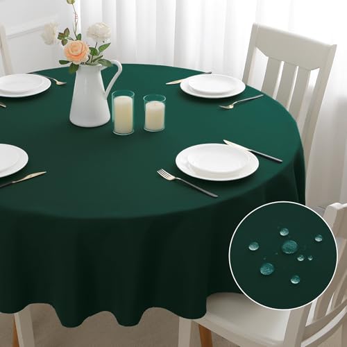 mosayt Tischdecke Grün Weihnachten Rund 100 cm Abwischbare Wasserabweisend Klein Tischdecken Outdoor Tischtuch Herbst Tischwäsche Table Cloth für Garten Party Geburtstag Silvester Hochzeit von mosayt