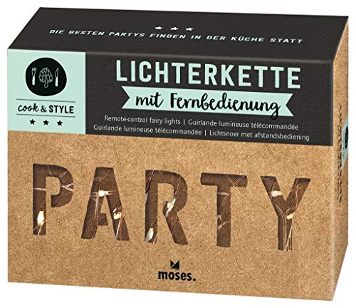 moses. Cook & STYLE Lichterkette Küchenparty | Stimmungsvolle Lichterdeko für den Innenbereich | Mit 20 LEDs | Mit Fernbedienung, weiss, 80643 von moses