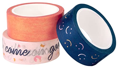 moses. Smile Deko-Tape 3er Set, washi tape Set mit 3x 5m designtem Klebeband, Selbstklebendes Schmuckband für Geschenke, Verzierungen, Postkarten, Briefe, Bullet Journaling, Fotoalben und Kalender von moses