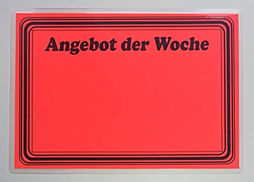 20 laminierte Preisschilder 111 x 154 mm "Angebot der Woche" leuchtrot mit Rand Werbesymbole für Räumungsverkauf von most-wanted-shop