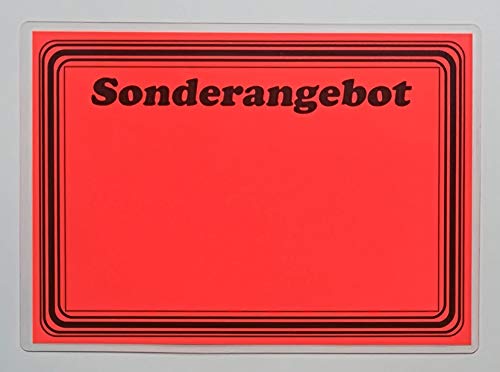 20 laminierte Preisschilder 111 x 154 mm "Sonderangebot" leuchtrot mit Rand Werbesymbole für Räumungsverkauf von most-wanted-shop