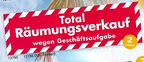 Ankleber 2 Stück aus Weißfolie 30 x 90 cm "Total Räumungsverkauf wegen Geschäftsaufgabe" für Räumungsverkauf Werbesymbole von most-wanted-shop