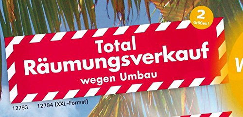 Ankleber 2 Stück aus Weißfolie 30 x 90 cm "Total Räumungsverkauf wegen Umbau" für Räumungsverkauf Werbesymbole von most-wanted-shop