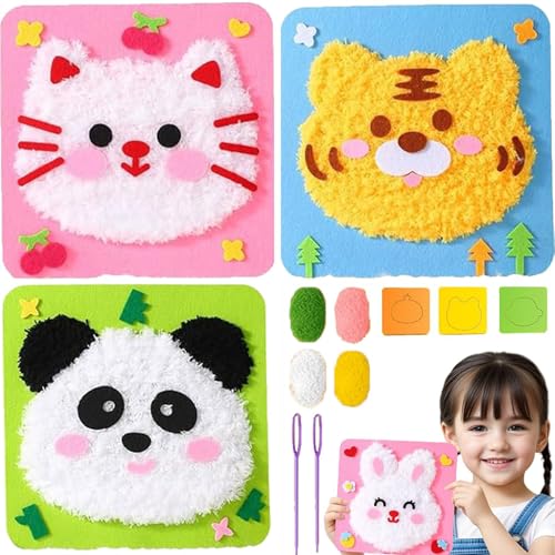 moytarcp DIY Embroidery Doll Set - Cute Cartoon Animal Sewing Craft Kit, Creative Doll DIY Embroidery Kit (3Pcs A) von moytarcp