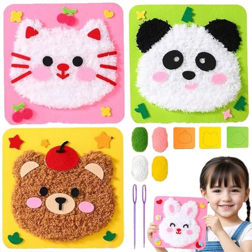 moytarcp DIY Embroidery Doll Set - Cute Cartoon Animal Sewing Craft Kit, Creative Doll DIY Embroidery Kit (3Pcs B) von moytarcp