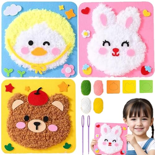 moytarcp DIY Embroidery Doll Set - Cute Cartoon Animal Sewing Craft Kit, Creative Doll DIY Embroidery Kit (3Pcs D) von moytarcp