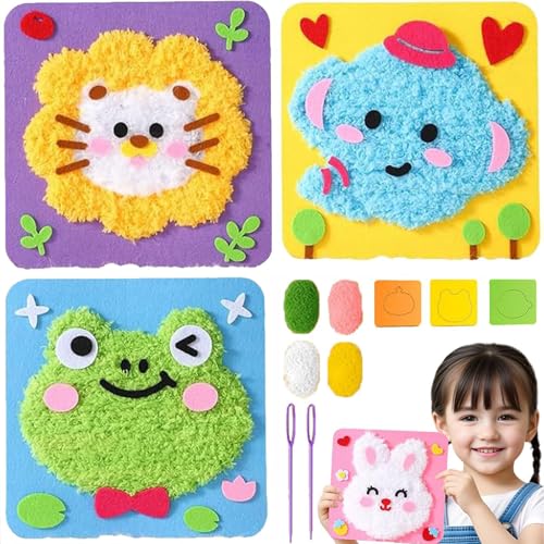 moytarcp DIY Embroidery Doll Set - Cute Cartoon Animal Sewing Craft Kit, Creative Doll DIY Embroidery Kit (3Pcs F) von moytarcp