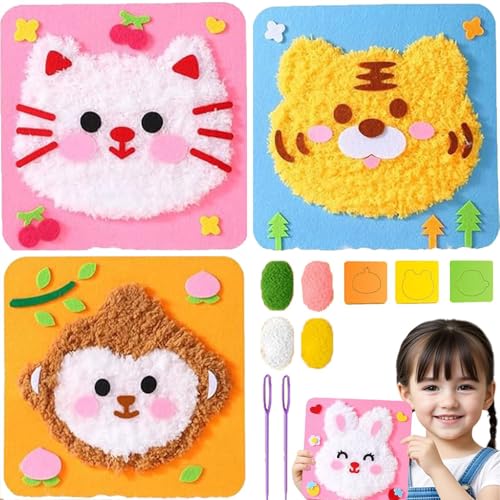 moytarcp DIY Embroidery Doll Set - Cute Cartoon Animal Sewing Craft Kit, Creative Doll DIY Embroidery Kit (3Pcs G) von moytarcp