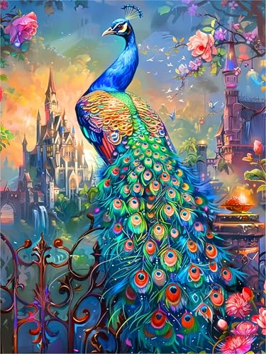 mrpwnle 5D DIY Blume Diamond Painting Set Erwachsene Pfau Diamond-Painting Bilder Mosaikherstellung Diamanten Painting für Home Wall Decor 30X40cm von mrpwnle