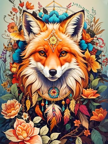 mrpwnle 5D DIY Diamond Painting Fuchs Kits Diamant Painting Bilder Füchse Diamond-Painting Erwachsene Bilder Nach Zahlen Diamanten Painting Bilder Set für Home Wand Décor 30x40cm von mrpwnle