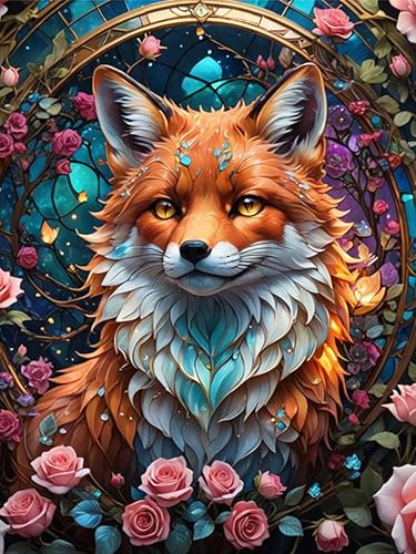 mrpwnle 5D DIY Fuchs Diamond Painting Kits Füchse Diamant Painting Bilder Erwachsene Diamond-Painting Bilder Nach Zahlen Diamanten Painting Bilder Set für Home Wand Décor 30x40cm von mrpwnle